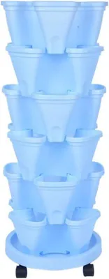 Produktbild von Famanu Stapelbare Pflanzenbox - Vertikale Gartenbox für Gemüse und Blumen - 6-lagig - Braun