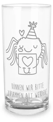 Produktbild von Mr. & Mrs. Panda Wasserglas Spinne Agathe Brief 400 ml - Transparent - Geschenk, Ich Liebe Dich, Glas, Liebesbeweis, Longdrinkglas, küchenglas, Verliebt, Tumbler