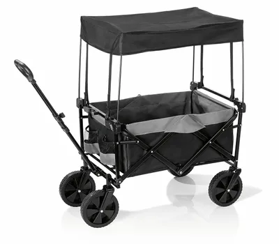 Faltbare Bolderkar, 80 kg Tragkraft, 360°-Vorderräder, inkl. Abdeckhaube