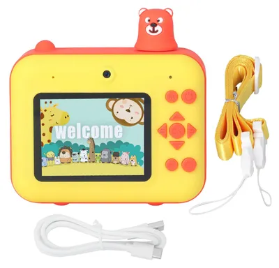 Immagine prodotto di Fotocamera termica per bambini, schermo LCD da 2,4 pollici, doppio obiettivo, HD 1080p, stampa termica istantanea, con cinturino, giallo