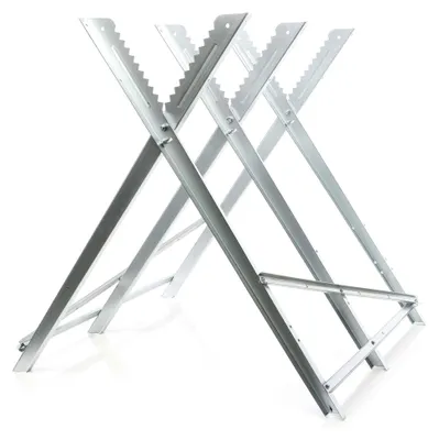 Produktbild von Klappbarer Sägebock verzinkt, 81x82x80 cm, mit 3 Haltern und Verzahnungen, Holzschneidebock bis 100 kg