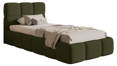 Obrázek produktu pro Selsey Cloudy – čalouněná postel 90 × 200 cm, žinylka olivově zelená