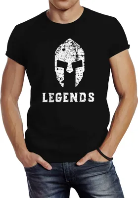 Produktbild von Herren T-Shirt Legends Sparta Spartaner Helm Neverless Slim Fit Neverless® schwarz L