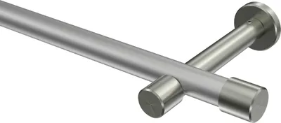 Produktbild von Interdeco Gardinenstange / Vorhangstange Silbergrau / Edelstahl-Optik, Typ Prestige Santo (Kappe) ohne Ringe, 20 mm Ø 1-läufig, 280 cm