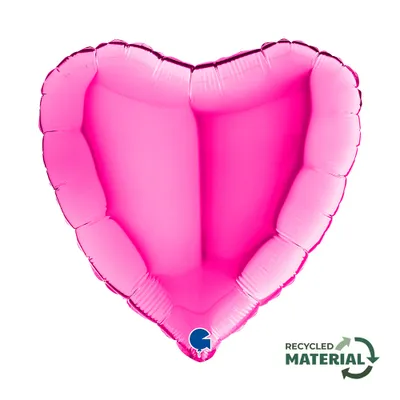 Produktbild von 18"/Ø46cm Herz Folienballon Uni | Magenta / Pink