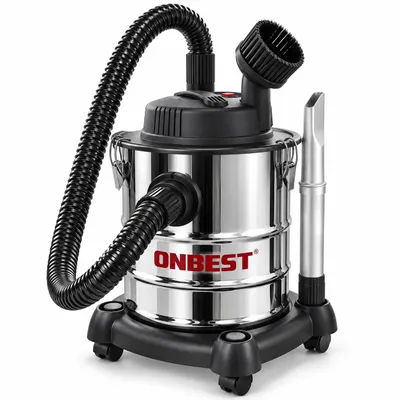 ONBEST AC1220 Aschesauger mit Edelstahlbehälter, Saugschlauch, Saugrohr und Rundbürste