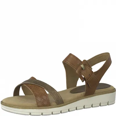 Produktbild von MARCO TOZZI Damen Riemchen Leder Sandalen Schnalle 2-28607-28, Größe:37 EU, Farbe:Braun