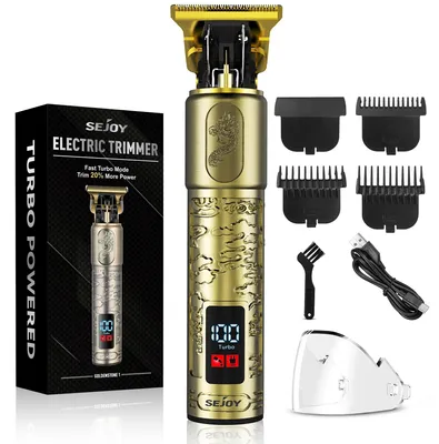 Produktbild von Kabelloser Haarschneider Herren - Profi Haartrimmer Barttrimmer - Titan-Klinge <0,5 mm - 85 Min Laufzeit - USB-C Aufladung - Gold