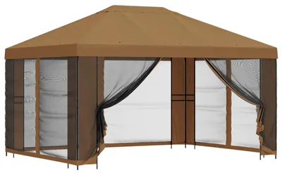 Obrázek produktu pro Zahradní altán se stěnami 4 × 3 m Béžová Polyester a ocel