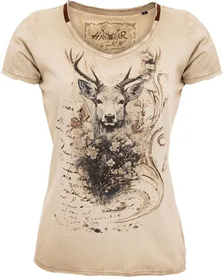 Produktbild von T-Shirt FERIKE aus Biobaumwolle in Beige mit klassischem Rundhalsausschnitt