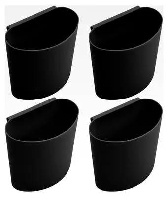 Produktbild von 4 Stück Bettorganizer, Hängender Stiftehalter, Zubehör für Rollwagen, Aufbewahrungskorb zum Aufhängen, Hängender Duschkorb, Hängende Eimer, Hängende Becherhalter, Hängetassen für Rollwagen (Schwarz)