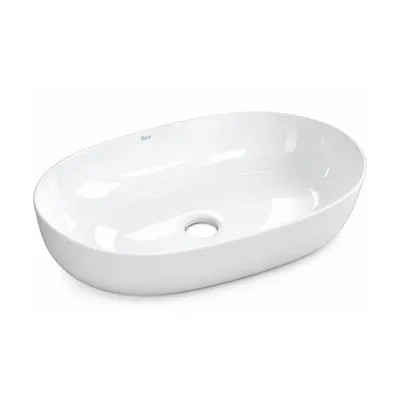 Immagine prodotto di VBChome - Lavabo da appoggio ovale, 60 x 42 x 15 cm, bianco, in Vetroceramica. Design moderno, grande