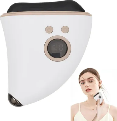 Produktbild von Gua Sha Elektrisches Gesichtsmassagegerät mit Wärme & Vibration & Rotlichtlampe, Gesichtsformungswerkzeug, tragbares Gesichtsmassagegerät