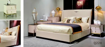 Produktbild von Polsterbett Doppelbett Designer Bett Ehebett Schlafzimmer Lederbett Neu Betten