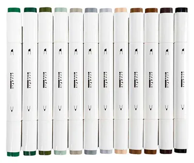 Image de Stylo à dessin Epaisseur du trait 1+8mm Couleurs naturelles - 12pcs.