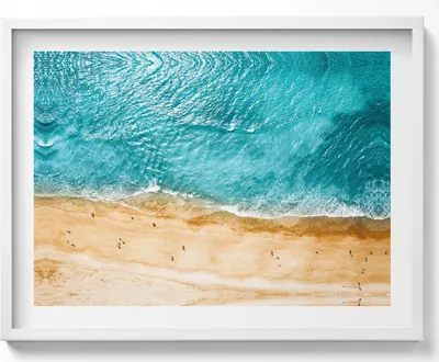Produktbild von Strand und Meer– Wandbild mit Rahmen – Gerahmtes Bild  – Wanddekoration – 80x60 cm –  Weiß Rahmen