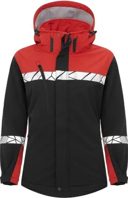 Produktbild von Projob - "7417" Softshelljacke für Damen, Reflektierende Details ET843 (XXL) (Schwarz/Rot)