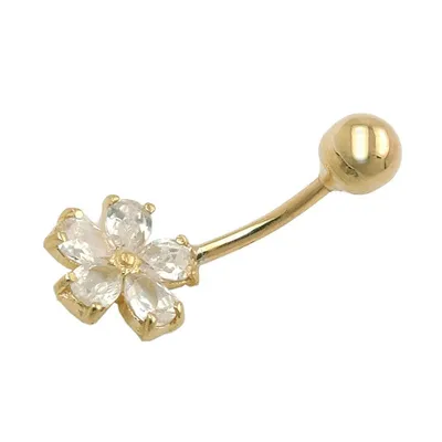 Produktbild von Gallay belly button piercing bananabell 23x10mm flower cubic zirconia shiny 9k Gold 430282