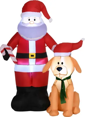 Produktbild von 157 Cm Aufblasbarer Weihnachtsmann Mit Hund Selbstaufblasende Weihnachtsbeleuchtung Led Wasserdichte Weihnachtsdeko Fürinnen-Undaußenbereich