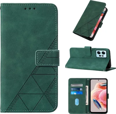 Produktbild von Hülle für Xiaomi Redmi Note 12 4G Prägung Flip Leder Kartenfächer Schutzhülle mit Ständer Grün