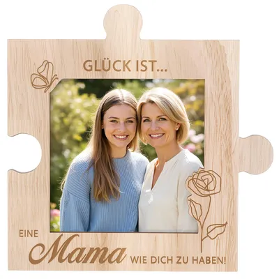 Magnet-Fotorahmen aus Holz – Geschenk für Mama, 15,6 x 16,6 cm