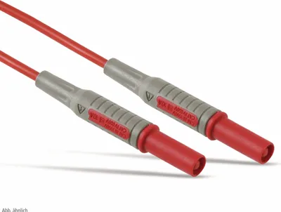 Produktbild von Messleitung, 2x Sicherheitsstecker, 4mm, 18AWG, rot, 0,5m