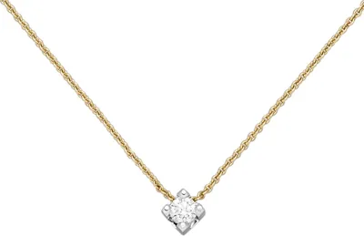 Produktbild von Solitär Collier mit Anhänger Diamant Brillant, 750 Gold Gelbgold Weißgold, 45cm