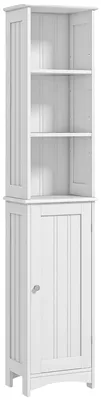 Image de Armoire de salle de bain, 3 compartiments de rangement, étagères réglables, BLANC