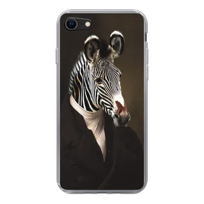 Produktbild von MuchoWow® Handyhülle Schutzhülle Hülle für iPhone SE 2022 Zebra - Kunst - Tierkopf Silikon Softcase Handy Hülle - Schutzhülle