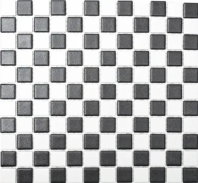 Produktbild von Mosaikfliese Keramik RUTSCHSICHER Schachbrett schwarz weiß matt MOS18-0305-R10_f