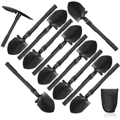 Produktbild von com-four® 12x Klappschaufel mit langem Griff - Mini-Klappspaten