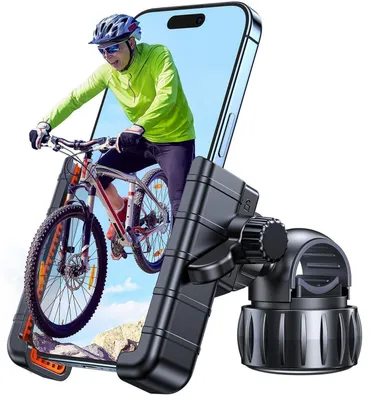 Immagine prodotto di Supporto per smartphone per bicicletta o motocicletta, nero, rotazione a 360°, compatibile con smartphone da 4,7" a 6,9", adatto a manubri da 15-30 mm