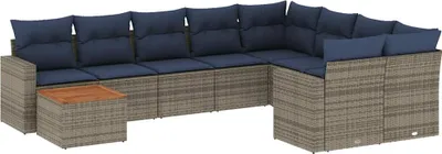 Produktbild von vidaXL 10-tlg. Garten-Sofagarnitur mit Kissen Grau Poly Rattan