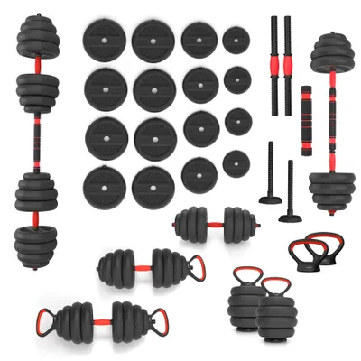 Imagen del producto de Juego de mancuernas Kettlebell de 40 kg - Set de pesas 6 en 1 - Equipo de fitness - Entrenamiento de fuerza