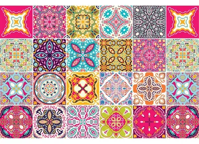 Image de Autocollants décoratifs pour carrelage de cuisine et de salle de bains – 24 autocollants Azulejos Amadea – 24 autocollants de 20 x 20 cm