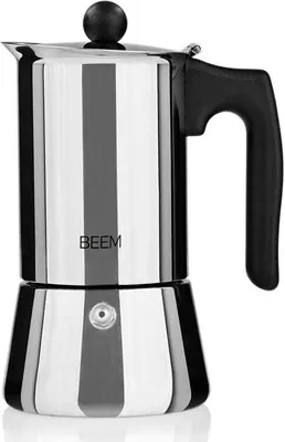 Produktbild von BEEM ESPRESSOMAKER Espressokocher 4 Tassen Herdkocher Grinder Induktion Edelstahl Espresso - Kanne Mokkakanne Kaffee Barista Klassisch 200 ml