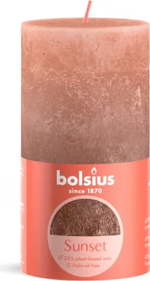 Image de Bougie Bolsius Rustic, cylindrique, Noël, Sunset Creamy Caramel+ Anthracite, 130/68 mm