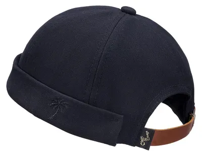 Produktbild von Docker Cap Herren Damen Verstellbar Kappe Ohne Schirm Seemannsmütze 54-60 cm Baumwolle Retro-Black
