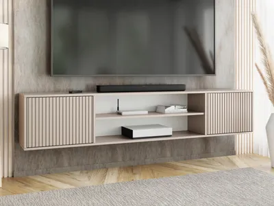 Produktbild von KierMoebel Tv Schrank ICO 4, Modern Lowboard Kaschmir Geriffelt 206,4x42x38,8 cm