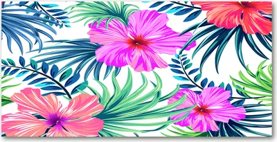 Produktbild von Tulup® Leinwandbild - 140x70 cm - Wandkunst - Drucke auf Leinwand - Leinwanddruck  - Blumen & Pflanzen - Mehrfarbig - Hawaii Blumen