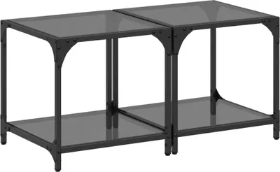 Obrázek produktu pro vidaXL Konferenční stolky se skleněnou deskou 2 ks černé 40x40x40 cm ocelové