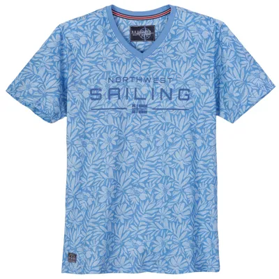 Produktbild von Redfield Übergrößen T-Shirt Alloverprint hellblau
