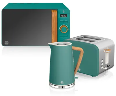 Frühstücksset: Mikrowelle, Toaster, Wasserkocher, 20 l, 1,7 l, 2200 W, grün