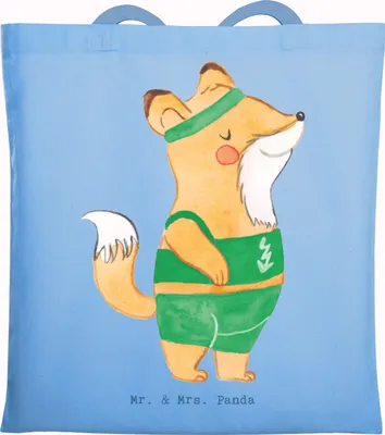 Produktbild von Mr. & Mrs. Panda Stoffbeutel Sportlehrer Herz - Sky Blue - Geschenk, Beutel, Einkaufstasche, Tasche, totebag, Schultasche