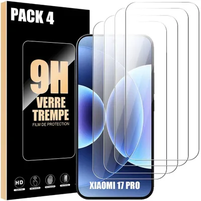 Image de 4x Verre Trempé pour Xiaomi 17 Pro, Protection d'écran Anti-Rayures Résistant Transparent