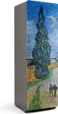 Zdjęcie produktu dla Pejzaż Van Gogha - magnetyczna osłona na lodówkę - magnetyczna osłona na lodówkę - magnes na lodówkę - samoprzylepna tablica magnetyczna - folia magnetyczna na drzwi lodówki - 60x190 cm