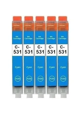 Produktbild von 5 x kompatible Druckerpatrone CLI-531 Cyan für Canon Pixma TS8500, TS8550, TS8551, TS8552, TS8700, TS8750, TS8751 mit neuem Chip