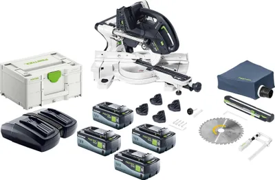 Produktbild von Festool KAPEX KSC 60 EB-Basic Akku Kapp Zugsäge 18 V / 36 V 216 mm Brushless + 4x Akku 8,0 Ah + Ladegerät + Systainer