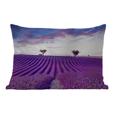 Obrázek produktu pro MuchoWow® Vnější polštář - Levandule - Příroda - Fialová - Stromy - Květiny -50x30 cm- Odolnost proti povětrnostním vlivům - polštář do obývacího