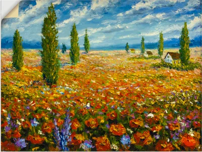 Produktbild von ARTland Wandbild, selbstklebend Mohnblumenwiese Größe: 80x60 cm